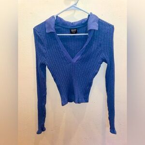 BDG urban outfitters ribbed collared cropped shirt